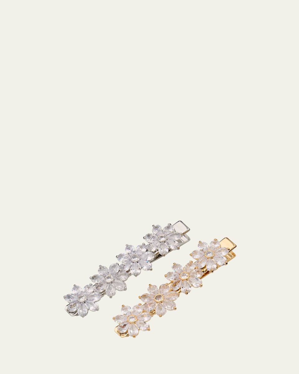 2 Pack Of Embellished Floral Clips